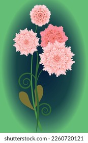 Composition of pink flowers. Vector file for designs.