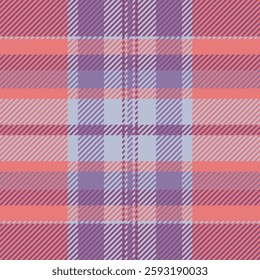 Composition plaid textile background, shirt vector texture fabric. Professional tartan pattern seamless check in red and pink colors palette.