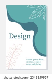 Composition with plants concept. Green line leaves. Minimalistic creativity and art. Cover or banner. Graphic element for website. Cartoon flat vector illustration isolated on beige background