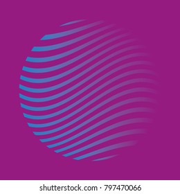 composition with psychedelic curved lines for decoration with circle-shaped gradation