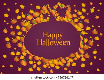 Composition of pumpkins. Halloween. Greeting card for a holiday or an invitation to a party. Empty space for text Vector.