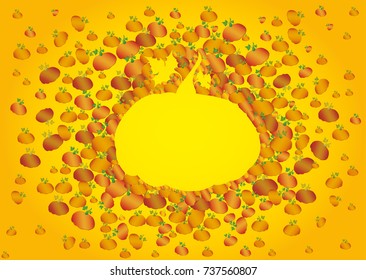Composition of pumpkins. Halloween. Greeting card for a holiday or an invitation to a party. Empty space for text Vector.