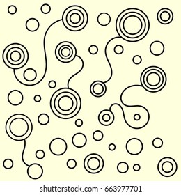 Composition of random spiral and circle outline shape 