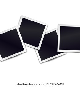 Composition of realistic black photo frames on light background. Mockups for design. Vector illustration