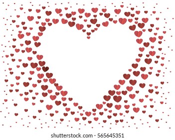 The composition of red hearts. Valentine's Day. Greeting card. Vector illustration. White background