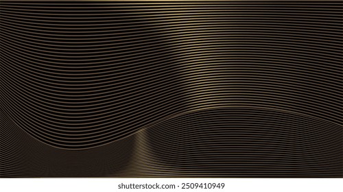 a composition of repeating curved lines in brown and gold and a black background as inspiration for the background of visual communication design