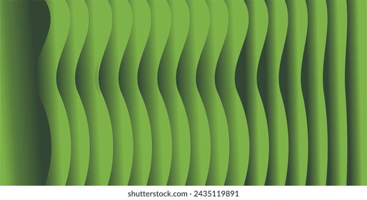 The composition of repeating curved lines and planes with a gradient green color gives a dynamic and fresh impression as design inspiration