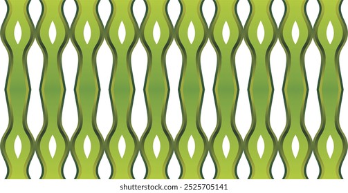 The composition of repeating curved lines and planes with a gradient green color gives a dynamic and fresh impression as design inspiration