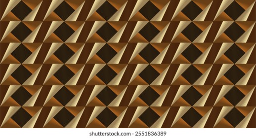 composition of repeating geometric planes in the form of triangles and squares with gradations of orange, brown and gold as background inspiration for graphic designs or as ornaments for artistic use