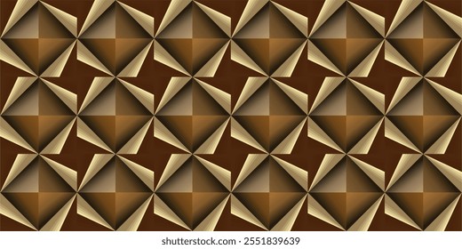 composition of repeating geometric planes in the form of triangles and squares with gradations of orange, brown and gold as background inspiration for graphic designs or as ornaments for artistic use