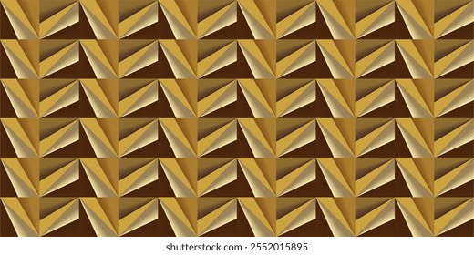 composition of repeating geometric planes in the form of triangles and squares with gradations of orange, brown and gold as background inspiration for graphic designs or as ornaments for artistic use