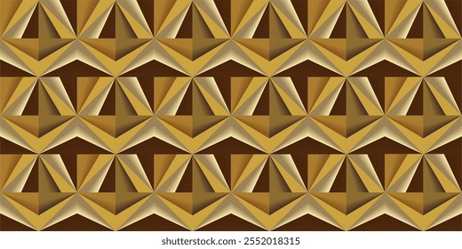 composition of repeating geometric planes in the form of triangles and squares with gradations of orange, brown and gold as background inspiration for graphic designs or as ornaments for artistic use