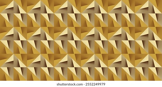 composition of repeating geometric planes in the form of triangles and squares with gradations of orange, brown and gold as background inspiration for graphic designs or as ornaments for artistic use