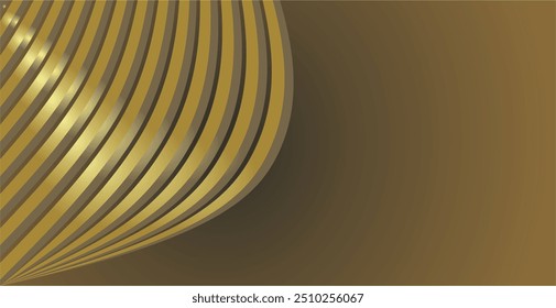 the composition repeats curved lines to create a certain effect with brown and gold colors and empty spaces with black and brown gradations as background inspiration for visual communication design