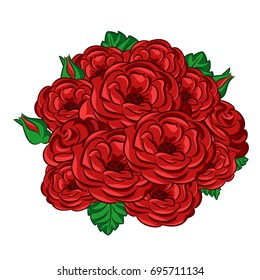 A composition with roses for greeting card or wedding invitation
