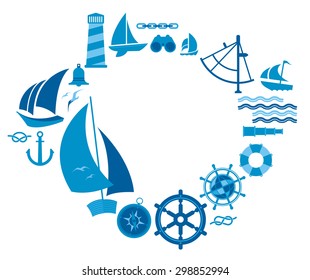 Composition with sailing symbols and blank space