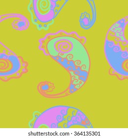 Composition of  seamless oriental pattern, doodles, spirals, waves, spots, hole. Hand drawn.