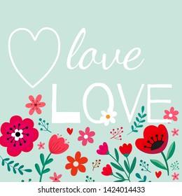Composition set with flowers and lettering ♥