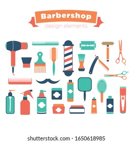Composition of the set of icons for the Barber shop.