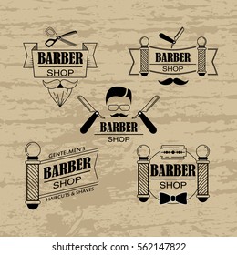 Composition of the set icons for the Barber shop. Vector elements your web design