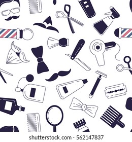 Composition of the set icons for the Barber shop. Vector elements your web design