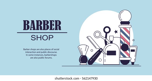 Composition of the set icons for the Barber shop. Vector elements your web design