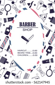 Composition of the set icons for the Barber shop. Vector elements your web design
