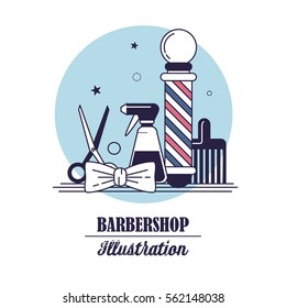 Composition of the set icons for the Barber shop. Vector elements your web design