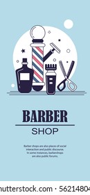 Composition of the set icons for the Barber shop. Vector elements your web design