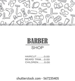 Composition of the set of icons for the Barber shop. Vector elements for your web design, in flat linear illustration style