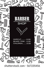 Composition of the set of icons for the Barber shop. Vector elements for your web design, in flat linear illustration style