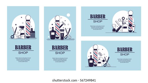 Composition of the set icons for the Barber shop. Vector elements your web design