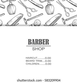 Composition of the set of icons for the Barber shop. Vector elements for your web design, in flat linear illustration style