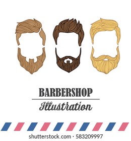 Composition of the set of icons for the Barber shop. Vector elements for your web design, in flat linear illustration style