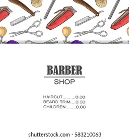 Composition of the set of icons for the Barber shop. Vector elements for your web design, in flat linear illustration style