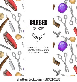 Composition of the set of icons for the Barber shop. Vector elements for your web design, in flat linear illustration style
