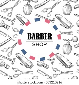 Composition of the set of icons for the Barber shop. Vector elements for your web design, in flat linear illustration style