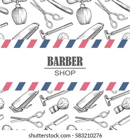 Composition of the set of icons for the Barber shop. Vector elements for your web design, in flat linear illustration style