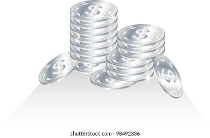 Composition from shining, bringing good luck, coins. Vector illustration (EPS8). All parts (object) closed, possibility to edit, without transparence.