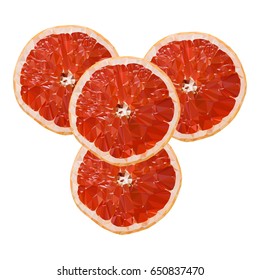 Composition from slices of grapefruit. Polygonal grapefruit. Vector illustration.