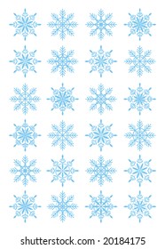 Composition from snowflakes. All snowflakes different under the form and on a design. They remind difficult ornaments.