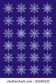 Composition from snowflakes. All snowflakes different under the form and on a design. They remind difficult ornaments.