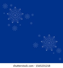 Composition of snowflakes on a blue background. Abstract background. Seasonal decoration.Vector