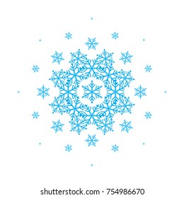 Composition with snowflakes for winter design. Christmas decoration. Isolated on white background. Vector illustration.