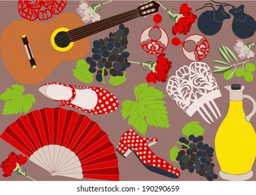 Composition with a lot of spanish objects