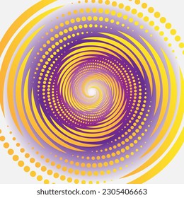 The composition of the spiral is golden on a purple background