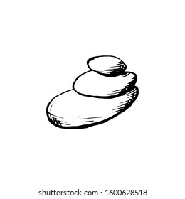 Composition of stones. drawn by hand. Isolated on a white background. Vector. The concept of peace. Tranquility. Concentration of attention. The spa area