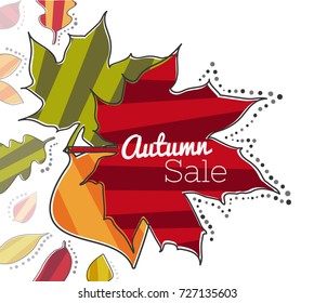 Composition of Striped Leaves for Autumn Sale Banner