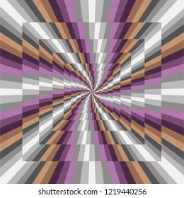 Composition with stripes in grey and purple colors and optical illusion (shawl design)