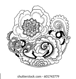 Composition of stylized graphic plant patterns. Suitable for printing products, books, magazines, postcards. Vector.